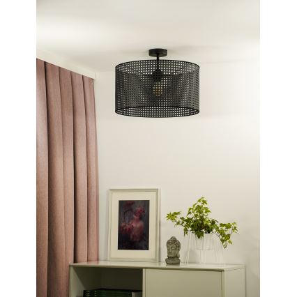 Duolla - Пристельова люстра ROLLER RATTAN 1xE27/15W/230V діаметр 45 см чорний