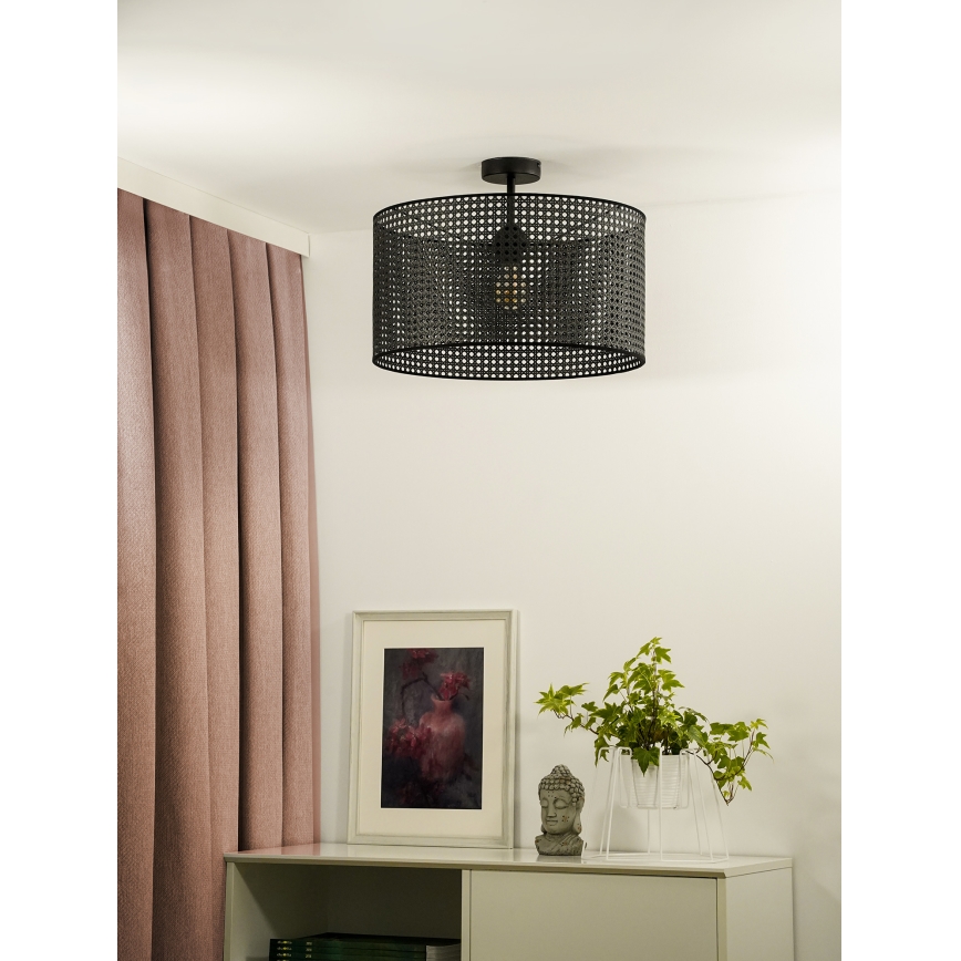 Duolla - Пристельова люстра ROLLER RATTAN 1xE27/15W/230V діаметр 45 см чорний