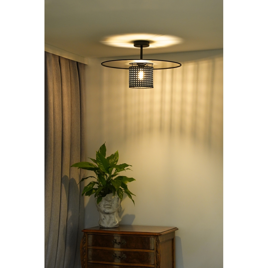 Duolla - Пристельова люстра TOKYO RATTAN 1xE27/15W/230V діаметр 50 см чорний/срібний