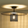Duolla - Пристельова люстра TOKYO RATTAN 1xE27/15W/230V діаметр 50 см чорний/срібний