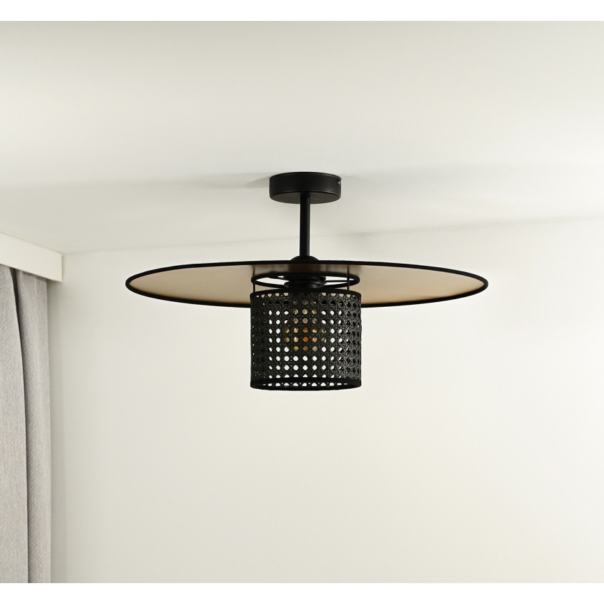 Duolla - Пристельова люстра TOKYO RATTAN 1xE27/15W/230V діаметр 50 см золотий/чорний