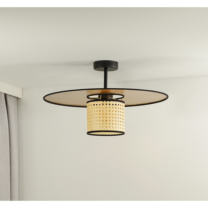 Duolla - Пристельова люстра TOKYO RATTAN 1xE27/15W/230V діаметр 50 см золотий/ротанґ