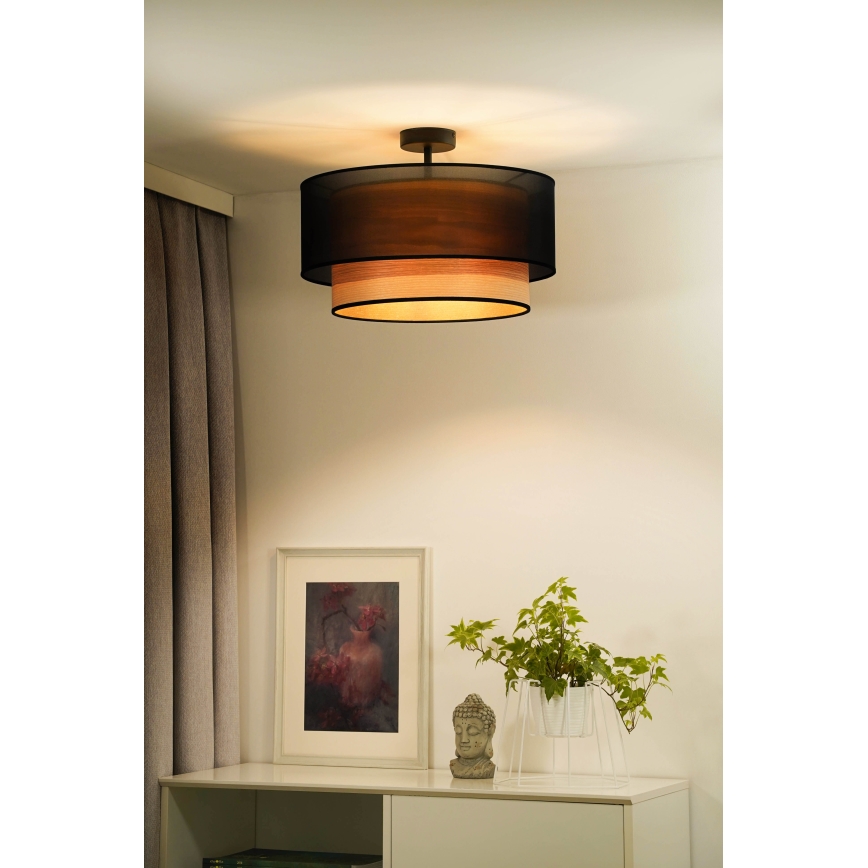 Duolla - Пристельова люстра WOOD BOHO 1xE27/15W/230V діаметр 45 см чорний/бежевий