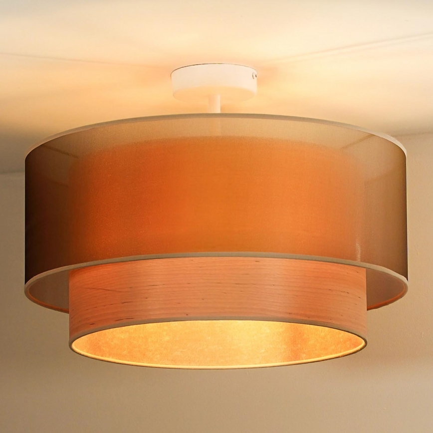Duolla - Пристельова люстра WOOD BOHO 1xE27/15W/230V діаметр 45 см мідний/бежевий