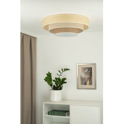 Duolla - Стельовий LED світильник LUNETA LED/26W/230V діаметр 60 см 4000K ротанґ/бежевий/коричневий