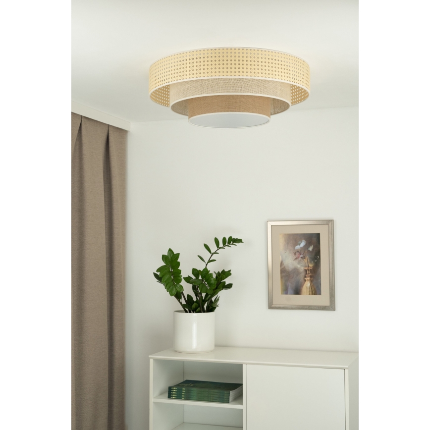 Duolla - Стельовий LED світильник LUNETA LED/26W/230V діаметр 60 см 4000K ротанґ/бежевий/коричневий