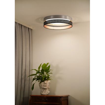 Duolla - Стельовий LED світильник ROLLER DUO SHINY LED/24W/230V діаметр 45 см срібний/чорний