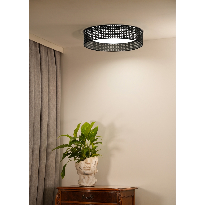 Duolla - Стельовий LED світильник ROLLER RATTAN LED/24W/230V діаметр 45 см чорний