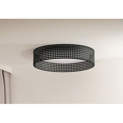 Duolla - Стельовий LED світильник ROLLER RATTAN LED/24W/230V діаметр 45 см чорний