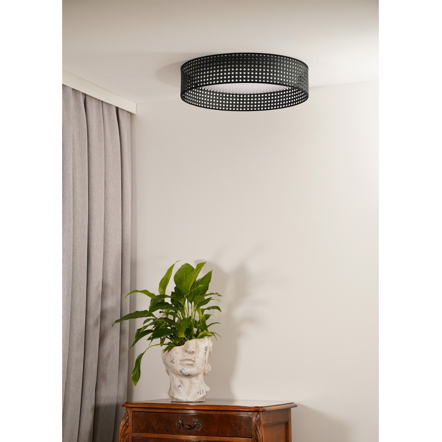 Duolla - Стельовий LED світильник ROLLER RATTAN LED/24W/230V діаметр 45 см чорний