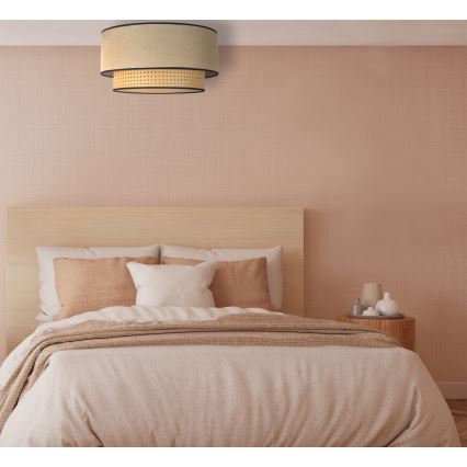 Duolla - Стельовий світильник BOHO 1xE27/15W/230V діаметр 45 см бежевий/ротанґ