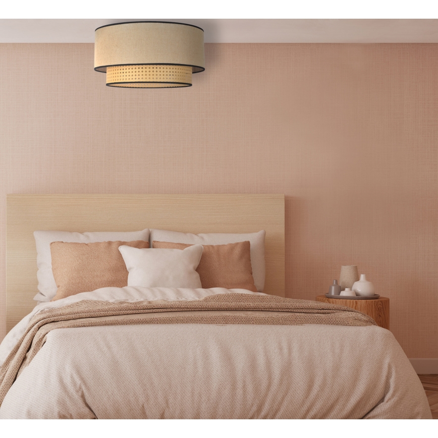 Duolla - Стельовий світильник BOHO 1xE27/15W/230V діаметр 45 см бежевий/ротанґ