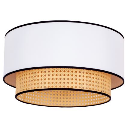 Duolla - Стельовий світильник BOHO 1xE27/15W/230V діаметр 45 см білий/ротанґ
