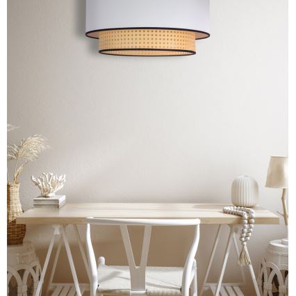 Duolla - Стельовий світильник BOHO 1xE27/15W/230V діаметр 45 см білий/ротанґ