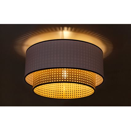 Duolla - Стельовий світильник BOHO 1xE27/15W/230V діаметр 45 см білий/ротанґ