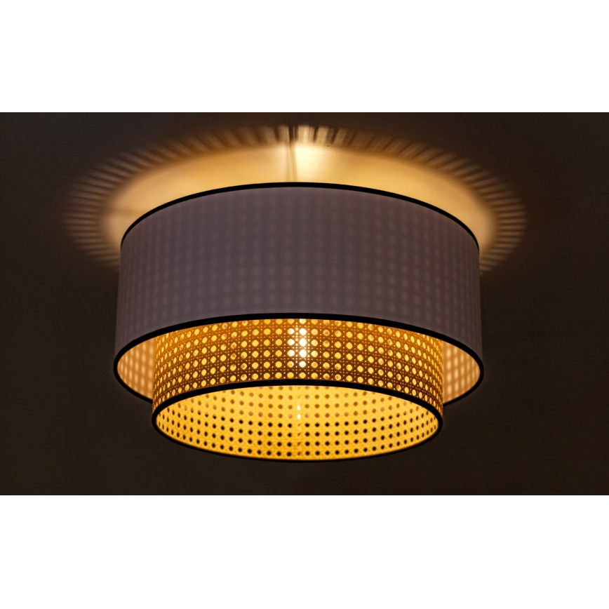 Duolla - Стельовий світильник BOHO 1xE27/15W/230V діаметр 45 см білий/ротанґ