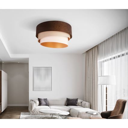 Duolla - Стельовий світильник DEVON 1xE27/40W/230V діаметр 45 см коричневий/бежевий