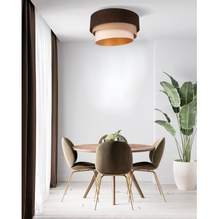 Duolla - Стельовий світильник DEVON 1xE27/40W/230V діаметр 45 см коричневий/бежевий