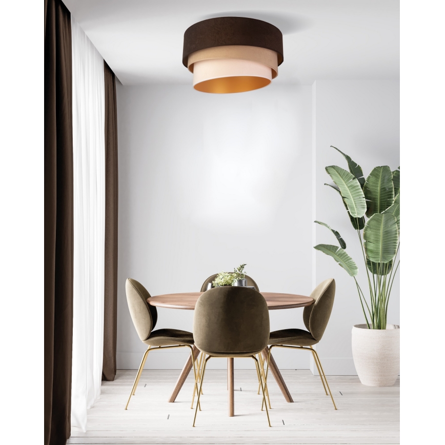 Duolla - Стельовий світильник DEVON 1xE27/40W/230V діаметр 45 см коричневий/бежевий