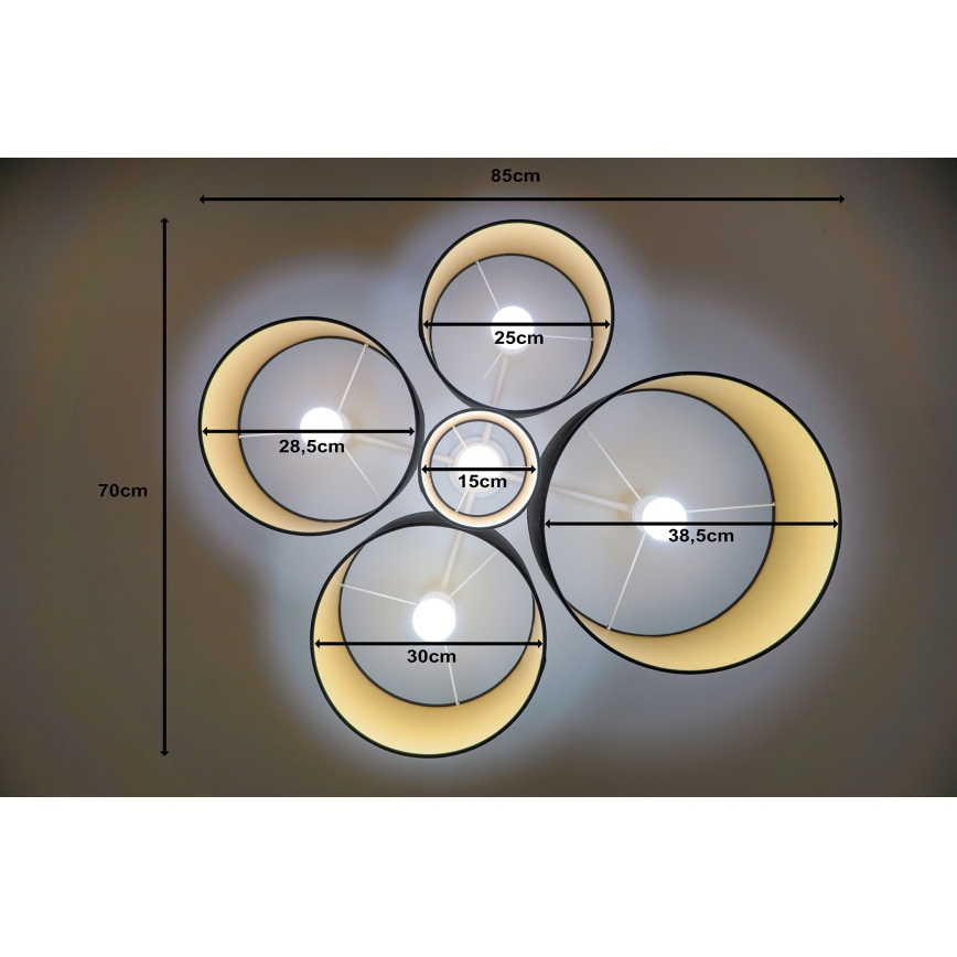 Duolla - Стельовий світильник ROLLER PENTO 5xE27/60W/230V чорний/золотий