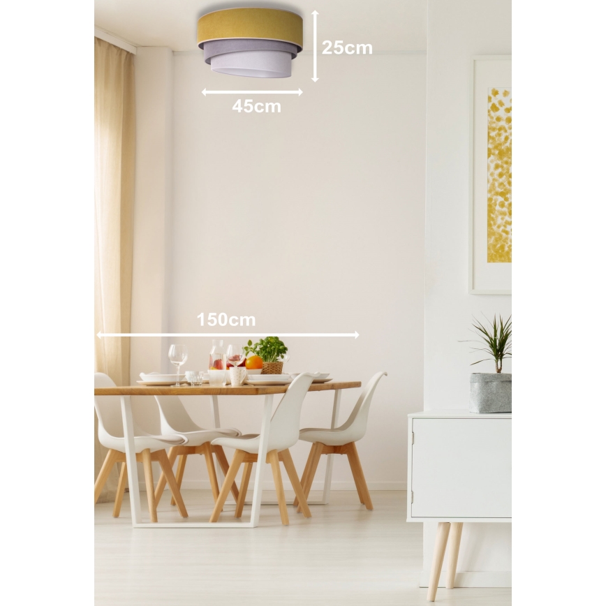 Duolla - Стельовий світильник TRIO 1xE27/15W/230V діаметр 45 cm жовтий/сірий/білий