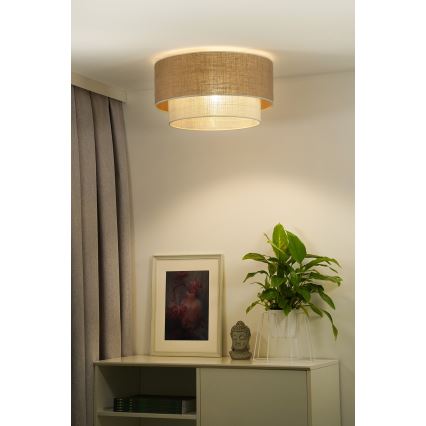 Duolla - Стельовий світильник YUTE BOHO 1xE27/15W/230V діаметр 45 см коричневий/кремовий