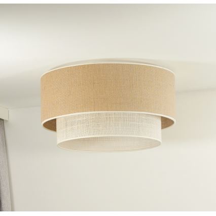 Duolla - Стельовий світильник YUTE BOHO 3xE27/15W/230V діаметр 60 см коричневий/кремовий