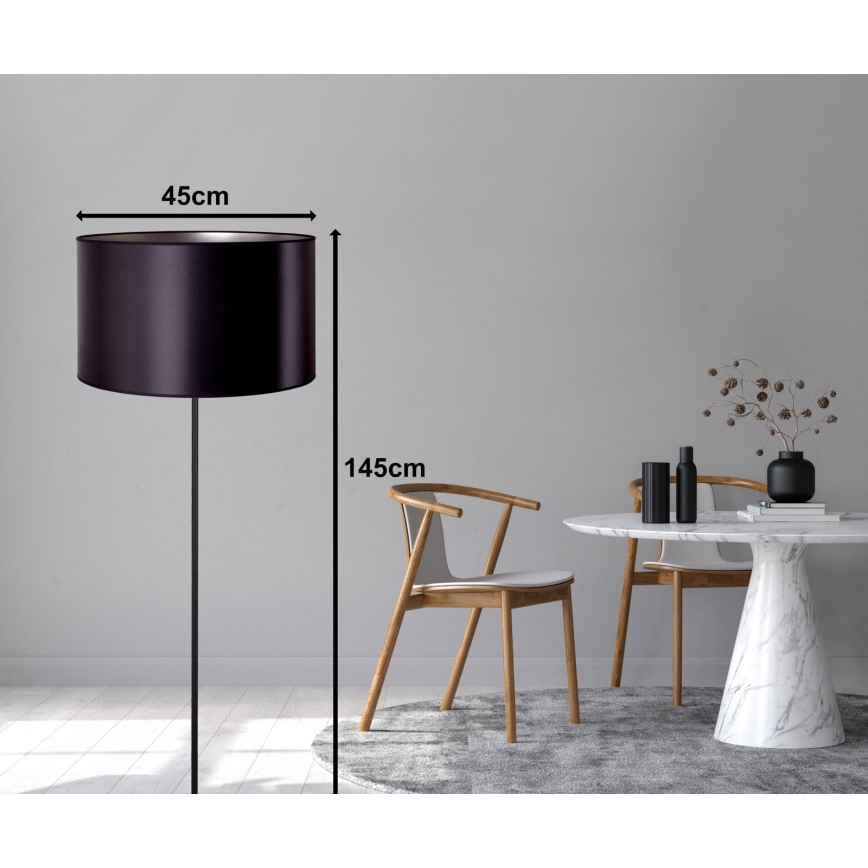 Duolla - Торшер CANNES 1xE27/15W/230V диаметр 45 см черный/серебристый