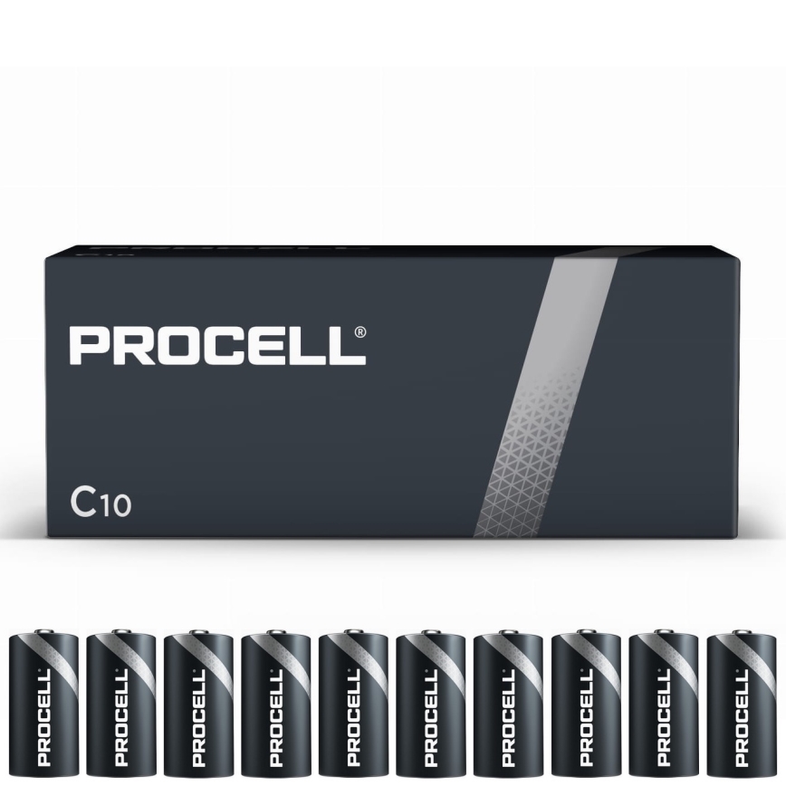 Duracell - 10 шт. Лужна батарейка Procell Industrial LR14/C 1,5V 9038 mAh