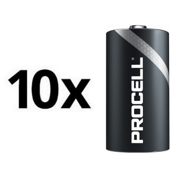 Duracell - 10 шт. Лужна батарейка Procell Industrial LR20/D 1,5V 15476 mAh