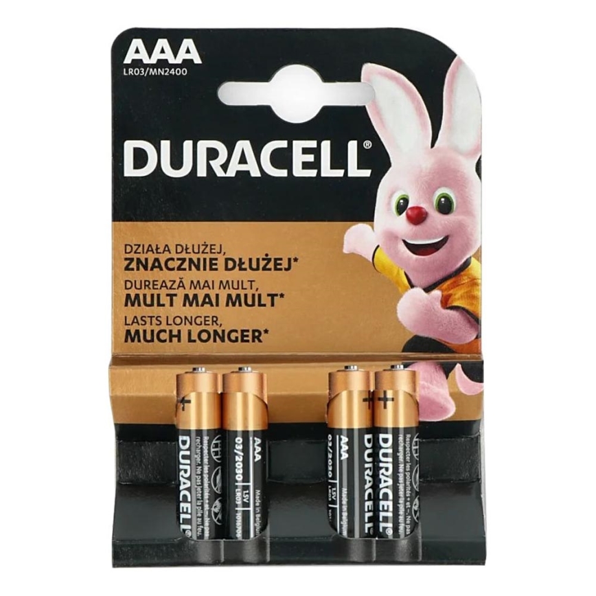 Duracell - 4 шт. Лужна батарейка Basic LR03/AAA 1,5V 2400 mAh