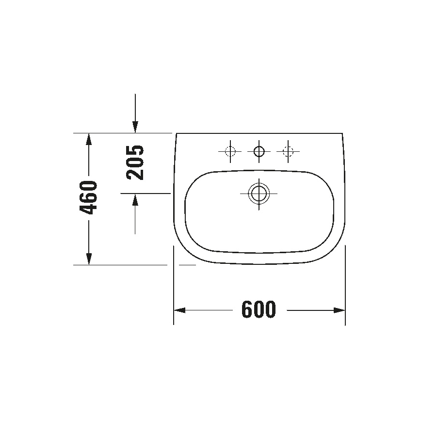 Duravit 23106000002 - Подвесная раковина D-CODE 60x46 см, керамика, белый глянец