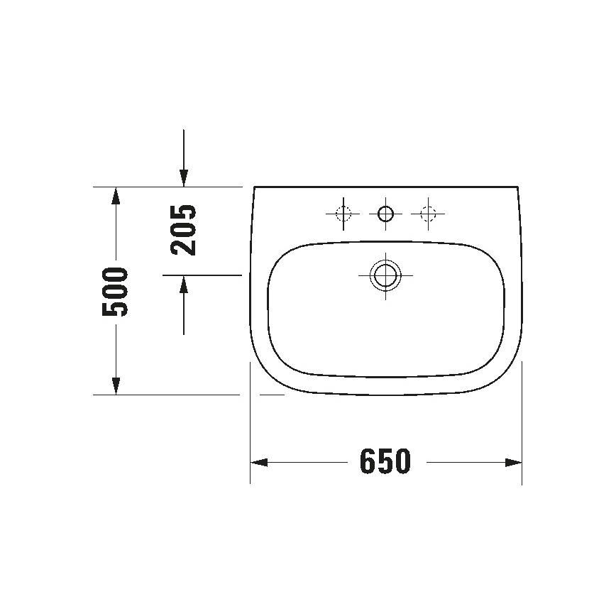 Duravit 23106500002 - Навесная раковина D-CODE 65x50 см, керамика, глянцево-белая