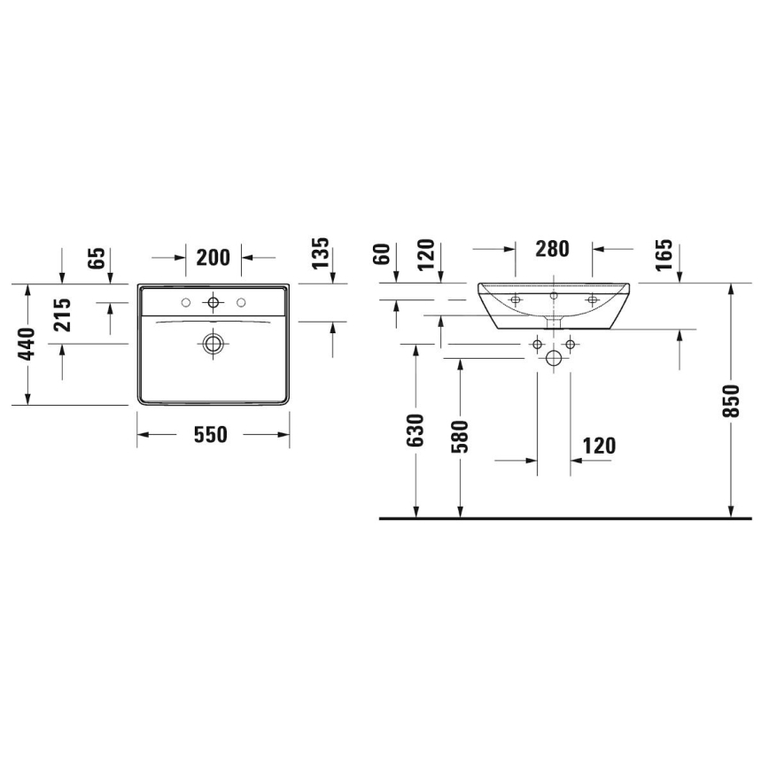 Duravit 2366550060 - Подвесной умывальник D-NEO 55x44 см керамика/глянцевый белый