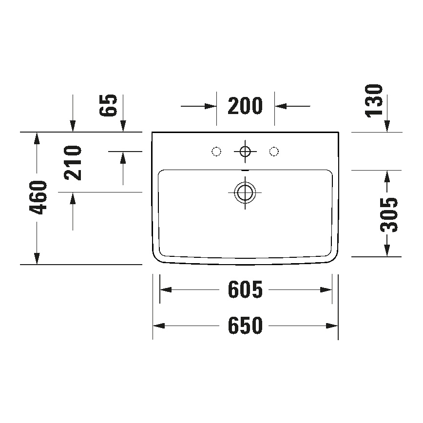 Duravit 23756500002 - Подвесная раковина D-NEO 65x46 cm, керамика, белый глянец