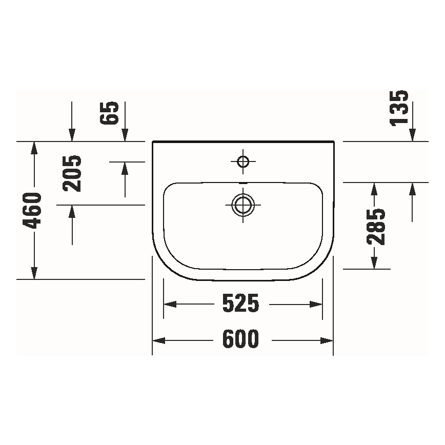 Duravit 23986000002 - Підвісний умивальник D-CODE 60x46 cm кераміка/глянцево-білий