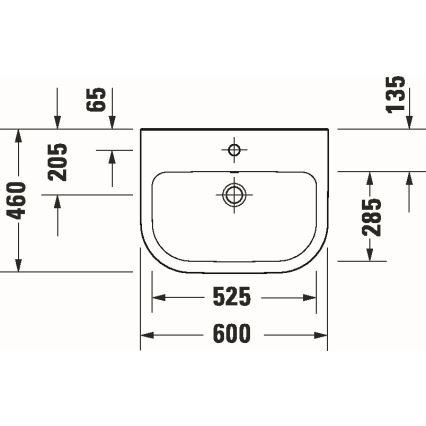 Duravit 23986000002 - Подвесная раковина D-CODE 60x46 см, керамика/глянцевая белая