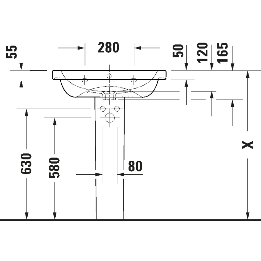 Дуравіт 23996500002 - Настінний умивальник Д-КОД 65x48 см кераміка/білий глянець