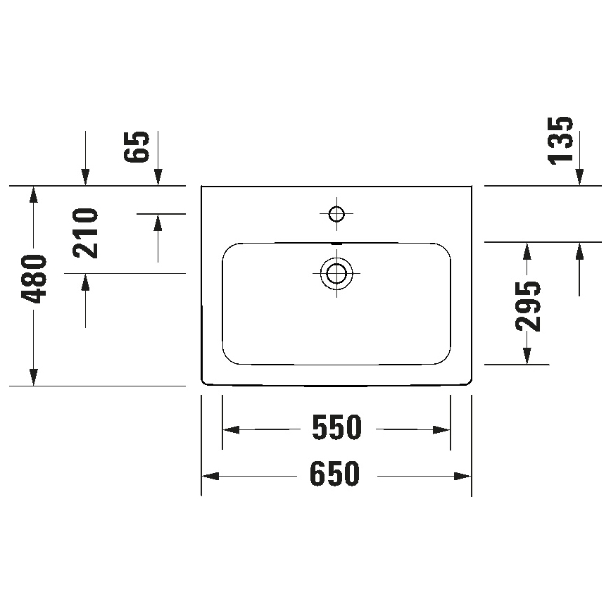 Duravit 23996500002 - Подвесной умывальник D-CODE 65x48 cm керамика/белый глянец