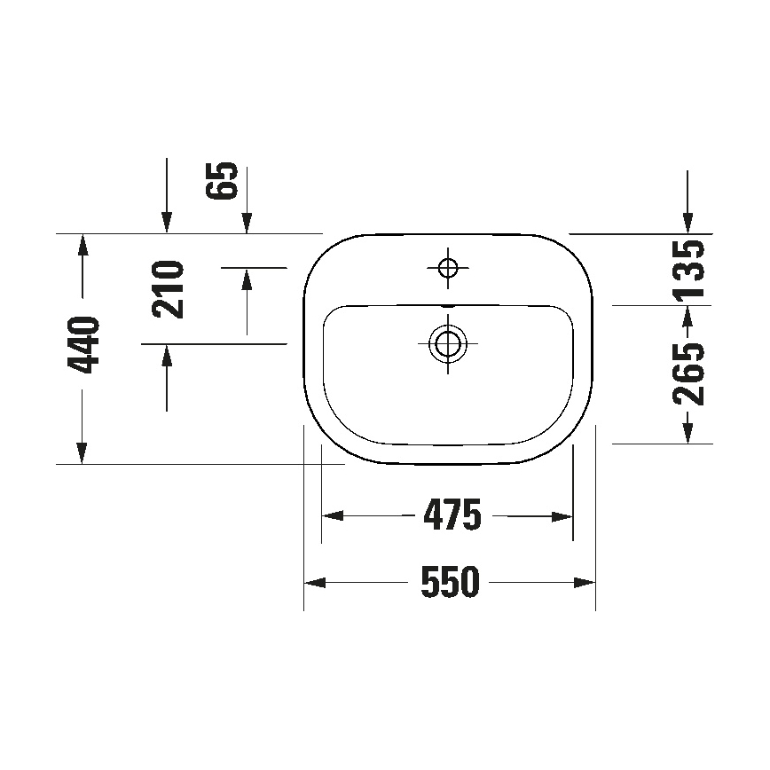 Duravit 24025500002 - Підвісний умивальник D-CODE 55x44 см, кераміка/білий глянець