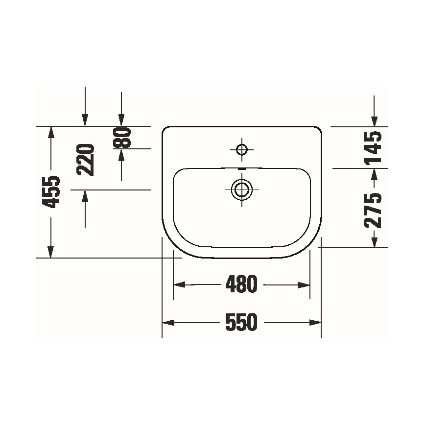 Duravit 24035500002 - Встраиваемая раковина D-CODE 55x45,5 см керамика/белый глянец