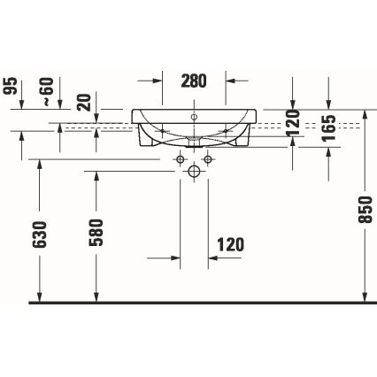 Duravit 24035500002 - Встраиваемая раковина D-CODE 55x45,5 см керамика/белый глянец