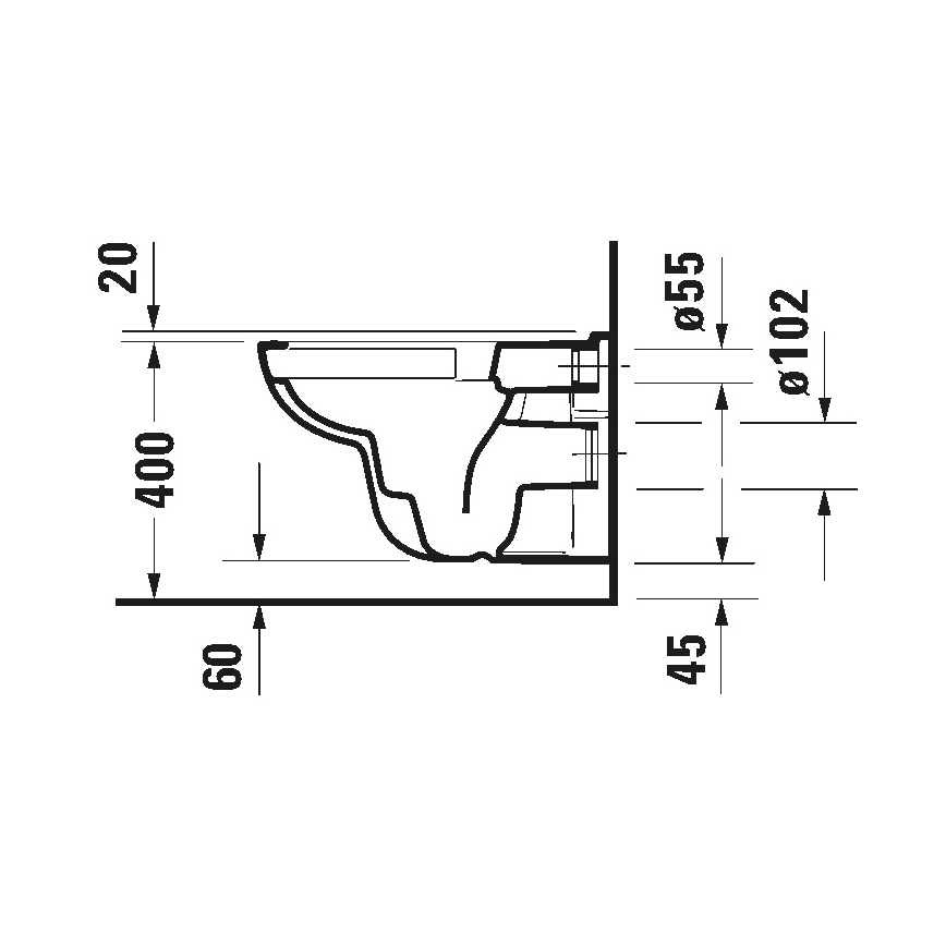 Duravit 25700920002 - Підвісний безободковий унітаз D-CODE кераміка/білий глянець