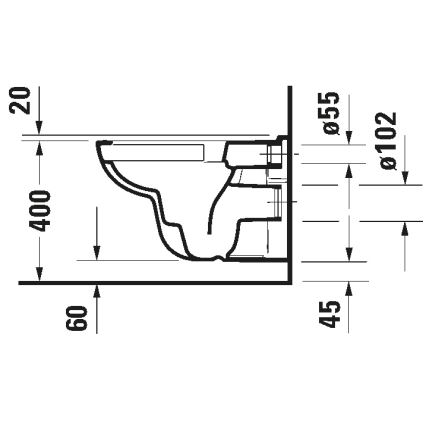 Duravit 25700920002 - Подвесной безободковый унитаз D-CODE керамика/белый глянец