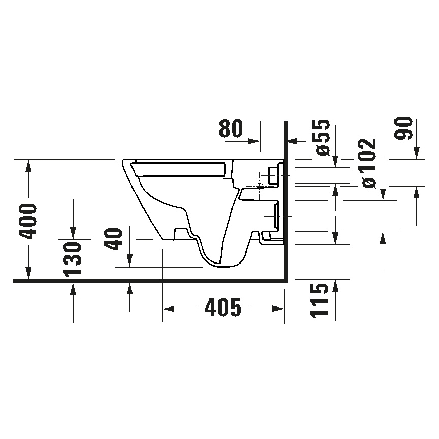 Duravit 29030900212 - Подвесной безободковый унитаз D-CODE, керамика/глянцевый белый
