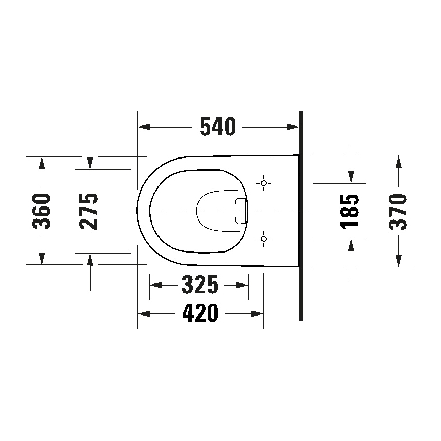 Duravit 29030900212 - Подвесной безободковый унитаз D-CODE, керамика/глянцевый белый