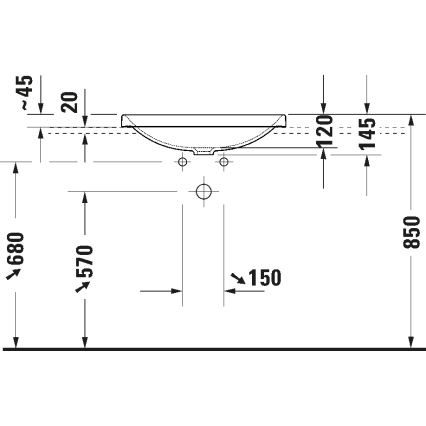 Duravit 358600079 - Вбудований умивальник D-NEO 60x44 см, кераміка, глянцевий білий