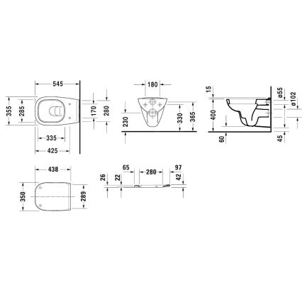 Duravit 45350900A1 - Підвісний унітаз з кришкою SoftClose D-CODE кераміка/глянцево-білий