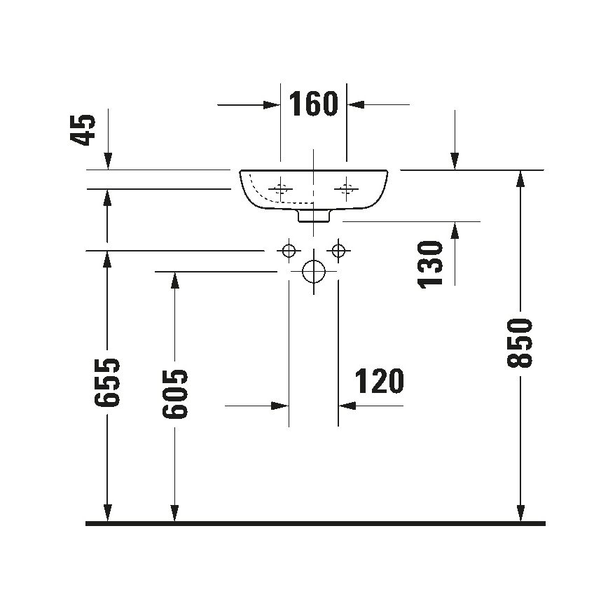 Duravit 7053600082 - Подвесной умывальник D-CODE 36x27 см керамика/белый глянец