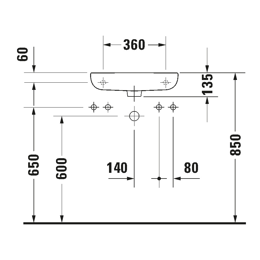 Duravit 7065000092 - Підвісна раковина D-CODE 50x22 см, кераміка/глянцево-біла